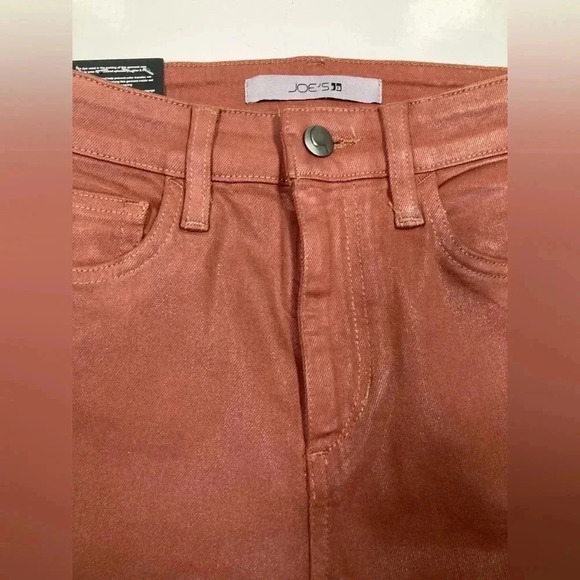 Joes Jeans High rise Skinny NWT Saddleback Coated Burnt Orange Pants Size 24 - Picture 2 of 12